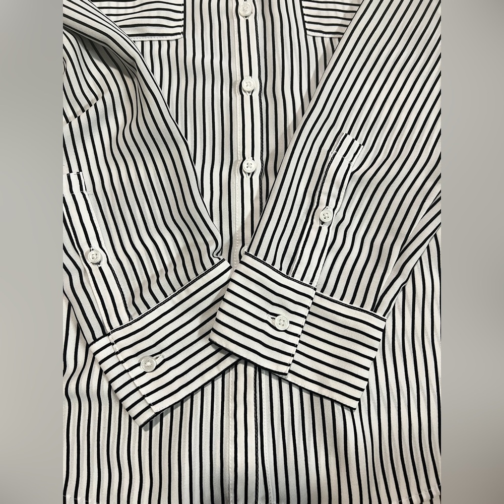Express black & white striped slim fit portofino shirt size S - Picture 8 of 8